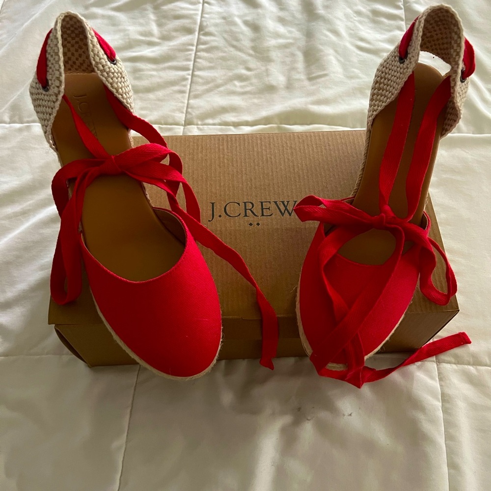 NIB J.Crew Red Wedges size 8